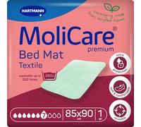 MoliCare Premium Bed Mat Textile 7 Drops Washable Bed Pads 85x90cm | One bed mat, reusable protector, washable up to 250x, breathable comfort, OEKO-TEX certified