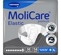 MoliCare Premium Elastic 10 Drops Unisex Adult Nappies, Size M | 14 pairs, three-layer absorbent core for very severe leaks, elasticated side panels, instant-dry feeling, skin-friendly