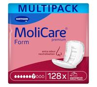 MoliCare Premium Form | 7 Drops | Large Incontinence Pads | Instant Dry Feeling All Day | Soft Material | Active Skin Protection | 4 Packs of 32 Pads (128 Pieces) | Absorbs up to 2598ml