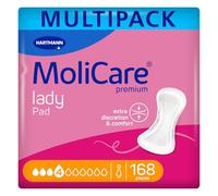 MoliCare Premium Lady Pad 4 Drop Extra-Long Incontinence Pads for Women with Bladder Weakness, Odour Neutraliser, Extra Leakage Protection, Advanced Skin Protection, 12 Packs of 14 Pads (168 Pieces)