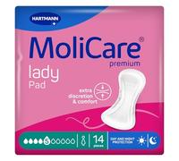 MoliCare Premium Lady Pad 5 Drops | Extra-Long Incontinence Pads for Moderate Bladder Weakness | Nighttime Leak Prevention | Odour Neutraliser | 14 Pieces