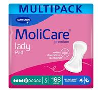 MoliCare Premium Lady Pad 5 Drops Extra-Long Incontinence Pads for Women with Bladder Weakness, Nighttime Protection, Odour Neutraliser, Advanced Skin Protection, 12 Packs of 14 Pads (68 Pieces)