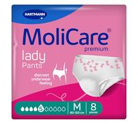 MoliCare Premium Lady Pants 5 Drop Women's Incontinence Pants for Moderate Bladder Weakness, Discreet Disposable Pull-Up Pants, Size Medium (31-47inches), Pack of 8