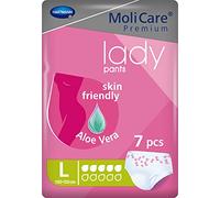 MoliCare Premium Lady Pants, 5 Drops, Soft and Discreet Bladder Weakness Pants for Women, with Aloe Vera Treated Topsheet, Size L, 47-59inches (100-150cm), Pack of 7