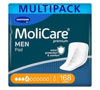 MoliCare Premium Men Pad 4 Drops, Incontinence Pads for Men, 12 x 14 Pack | Light-moderate leakage protection, instant-dry feeling, anti-leak guards, discreet V-shape, skin-friendly, 27 x 18 cm