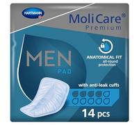 MoliCare Premium Men PAD, Incontinence Pads for Men with Bladder Weakness, V-Shaped fit, 4 Drops, Pack of 14