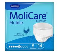 MoliCare Premium Mobile 6 Drops Size S, Incontinence Pants for Women and Men with Moderate Incontinence, Extra Leakage Protection, Advanced Skin Protection, Improved Body Fit, 14 Pieces