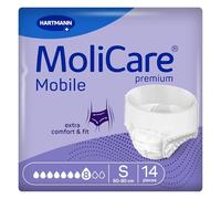 MoliCare Premium Mobile 8 Drops Size Small | Incontinence Pants for Severe Incontinence | Prevents Leaks | Fast Absorption | Instant-Dry Feeling | 24-35 inches | Pack of 14 | 1836ml