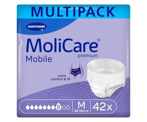 MoliCare Premium Mobile 8 Drops Unisex Incontinence Pants, Size M | 3 x 14 pairs, extra leakage protection for severe leaks, underwear-like fit, skin-friendly, up to 12 hours of dryness