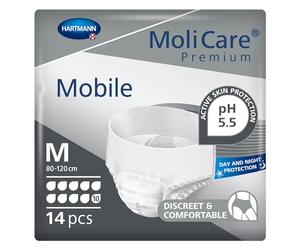 MoliCare Premium Mobile Disposable Underpants, Discreet Usage for Woman and Men with Incontinence, 10 Drops, Size M, Pack of 14