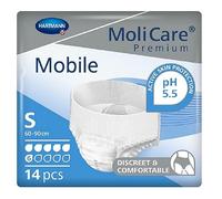 MoliCare Premium Mobile Disposable Underpants: Discreet Usage for Woman and Men with Incontinence; 6 Drops, Size S, Pack of 14, White