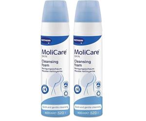MoliCare Skin Cleansing Foam, Quick and Gentle Cleansing for Genital and Perineal Area, for Incontinence Care, No Rinse, pH Balanced, 400 ml (Pack of 2)