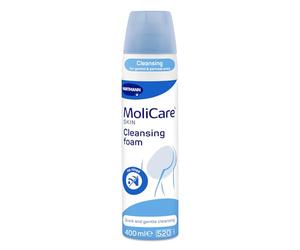 MoliCare Skin Cleansing Foam - Quick & Gentle No-Rinse Genital & Perineal Cleanser for Incontinence Stressed Skin | pH Balanced, Odour Neutralising, Gentle | 400ml