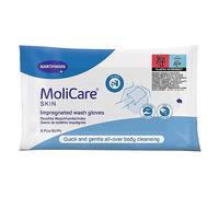 MoliCare Skin - Impregnated Wash Gloves for Any Occasion - Can Be Heated or Refreshed - pH Neutral to Skin - Pack of 8