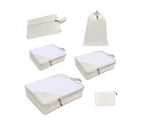 MOLICRAIN Compression Packing Cubes for Suitcase, 6 PCS Ultralight Travel Organiser Packing Bags, Extensible Luggage Organiser, Suitcase Organizer, Packing Cubes for Cabin Luggage(Beige)