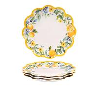 molidiki 4-Piece Melamine Dinnerware Set - 11 Inch Lemon Design, Shatterproof, Lightweight Plates for Daily Use, Dishwasher Safe, Spring Decoration Lemon-Themed Plates