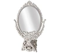 Moligin Double Sided Freestanding Table Top Vintage Swivel Makeup Mirror with Stand - Shabby Chic-Oval Tabletop Mirror for Bedroom & Bathroom