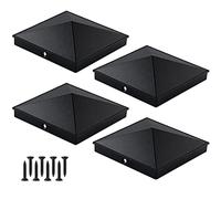 MOLIGOU 6"×6" Aluminum Pyramid Fence Post Caps, Deck Post Covers for Actual 5.5"×5.5" Standard Wood Post, Pack of 4 (Black)