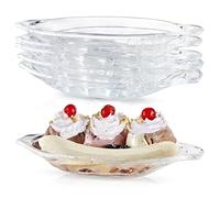 MOLIGOU 6 Pcs Banana Split Boat Dishes, 7.4 oz Ice Cream Sundae Bowls, Clear Acrylic Serving Dishes for Banana Split, Candy, Snack