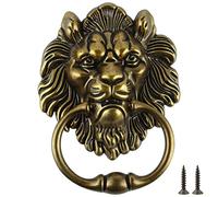 MOLIGOU Lion Head Door Knocker, 6 Inch Decorative Front Door Knocker, Antique Lion Door Ring Pull Handle (Antique Bronze)