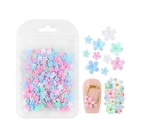 MOLILON 400Pcs Mixed 3D Flower Nail Charms for Nail Art, Colorful Acrylic Flowers Nail Charms with Gold & Silver Caviar Beads for Women Manicure DIY Decorations