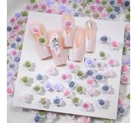 MOLILON Flower Nail Charms, 150pcs 3D Flower Nail Art Gradient Rose Spring Nail Art Resin Craft DIY Acrylic Nail Design Flowers for Nails Manicure Decoration for Women Girl