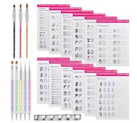 MOLILON Nail Art Practice Book with 8 Acrylic Nail Brushes Pen Holder Nail Drawing Painting Template Nail Art Brush Manicure Design Learning Book Nail Tool for Beginners