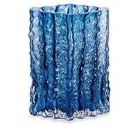 MOLIMAO Glass Diamond Shaped Vase for Flower, Modern Glacier Glass Vase for Home, Office Restaurant Desk Decor 8.3 Inch(Blue)