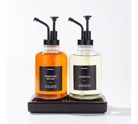 Molimoli Coffee Syrup Dispenser - Glass Bottle with Pump, Maple/Coffee Syrup, Labels and Tray