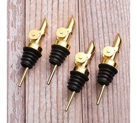 Molimoli Liquor Pour Spout Made of Stainless Steel with Automatic Anti-Oxidation Mechanism, Bottle Pourers for Alcohol, Olive Oil Dispenser Spout, Wine Pourer Spout, Oil Bottle Spout, Pack of 4, Gold