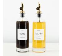 Molimoli Moilmoli Oil and Vinegar Dispenser with Metal Pour Spout, Weighted Pourer, Glass Bottle Dispenser for Kitchen, Olive Oil Cruet, Glass Olive Oil Bottle | 500ml, Set of 2, Gold,gold…