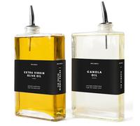 Molimoli Olive Oil Dispenser Bottle for Kitchen, Automatic Pourer, Glass Bottle Dispenser, Olive Oil Cruet | Set of 2 - Black
