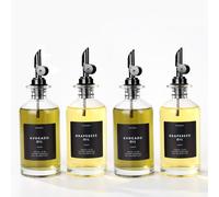 Molimoli Olive Oil Dispenser Bottle for Kitchen - Glass Bottle With Weighted Pourer, Cruet Set of 4 | 350ml