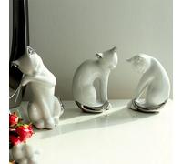 moline ceramics cat twisto sculpture in white and silver
