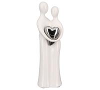 moline ceramics couple sculpture in white and silver