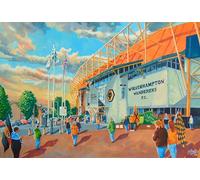Molineux Stadium Art Print, Going to the Match, A4 Size 29.7 x 21 cm, Giclée Print on 260gsm Paper, Wolverhampton Wanderers FC
