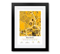 Molineux Stadium Map Minimalist A4/A3 Poster Photo Print Framed Gift Wolverhampton Wanderers (A4 Black Framed & Mounted)