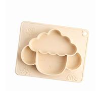 Molinter Baby Plate with Suction Cup Bowl Children's Sheep Design Silicone Placemat for Toddlers Children's Plate Suitable High Chair Trays (Beige)