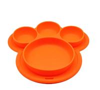 Molinter Baby Plate with Suction Cup Bowl Children's Sheep Design Silicone Placemat for Toddlers Children's Plate Suitable High Chair Trays (Orange)