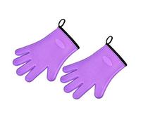 Molinter Oven Gloves Oven Mitts Heat Resistant Oven Gloves Oven Gloves Microwave Silicone Gloves for Baking Kitchen Cooking 1 Pair, Purple, 21.5 * 28 cm