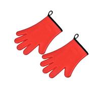 Molinter Oven Gloves Oven Mitts Heat Resistant Oven Gloves Oven Gloves Microwave Silicone Gloves for Baking Kitchen Cooking 1 Pair, red, 21.5 * 28 cm