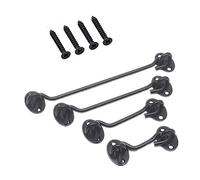 Molinter Storm Hook Sliding Door Lock Barn Door Cabin Hook Stainless Steel Eyelet Lock with Screws for Doors Garage Door Window Bathroom Bedroom (Length: 100 mm, Black)