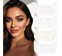 Molirex 24 Pcs Glitter Freckles Face Temporary Tattoos Gold Sparkle Faux Freckles Silver Face Tattoo Cute Stars Glitter Speckles Makeup Patches for Women Kids Festival