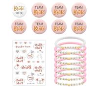 Molirex Bride To Be Decoration Set, Includes 8 Team Bride Bridesmaids Bracelets, 8 Jga Buttons, 1 Piece Tattoo Sticker, Jga Accessories Women for Bachelor Party, Bride Maid of Honour