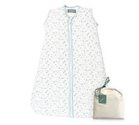 Molis&co Baby Sleeping Bag Tog 1-100% Cotton (Oeko-TEX) - Easy Access Nappy Change with Zip - Sleeping Bag for Babies, Girls and Boys, Blue Lily, 6-18 Months