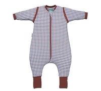 molis&co - Baby Sleeping Bag with Sleeves and non-slip Socks TOG 2.5 - Toddler Sleeping Bags 2.5 Tog - Baby Wearable Blanket for Infants & Toddlers - 100% Cotton (OEKO-TEX) (Vichy Brown&Blue, 4 years)