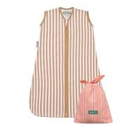 Molis&co Summer Sleeping Bag 0.5-Tog 100% Cotton (Oeko-TEX) - Adjustable Length (82-95 cm) for Boys and Girls - Sand Stripes
