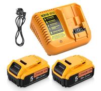 Molisau 2 Pack 5.0Ah 20V/18V Replacement for Dewalt Battery + Charger
