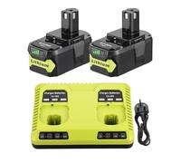 Molisau 2 x 18V 5.0Ah P108 Replacement for Ryobi Battery 18V with P117 2 Ports Dual Charger, Compatible with Ryobi 12-18V RB18L50 RB18L40 RB18L15 Battery P100 P102 P103 P105 P106 P107 1400670 Charger