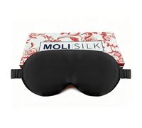 MOLISILK Luxury 22 Momme Mulberry Silk Eye Mask for Women Men Blindfold with Elastic Strap,100% Pure Silk Travel Eye Covers Light Blocking Lightweight Cooling Soft Night Eyeshade Sleep Masks,Black